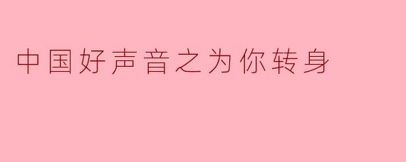 中国好声音之为你转身