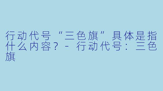 行动代号“三色旗”具体是指什么内容？