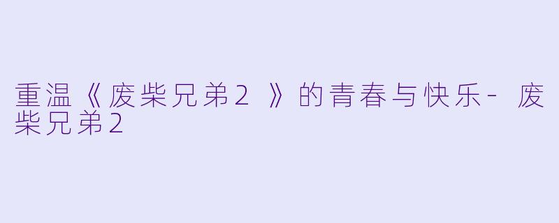 重温《废柴兄弟2》的青春与快乐-废柴兄弟2