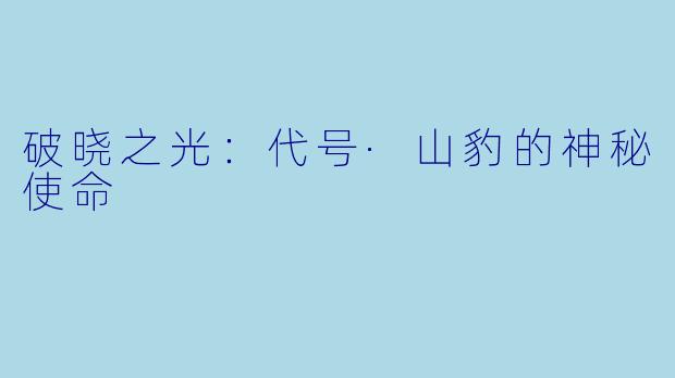 破晓之光：代号·山豹的神秘使命