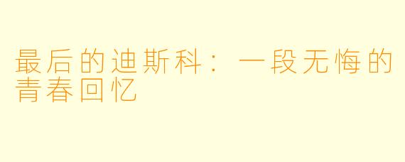 最后的迪斯科：一段无悔的青春回忆