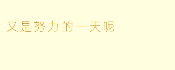 又是努力的一天呢