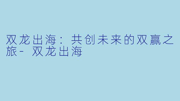 双龙出海:共创未来的双赢之旅