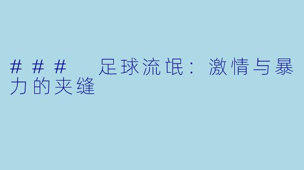### 足球流氓：激情与暴力的夹缝