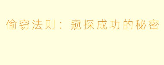 偷窃法则:窥探成功的秘密