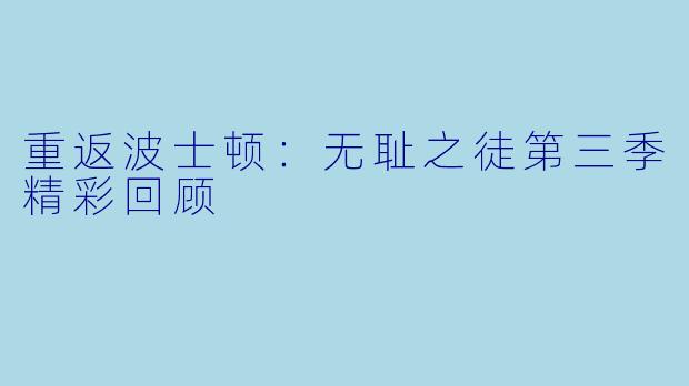 重返波士顿:无耻之徒第三季精彩回顾