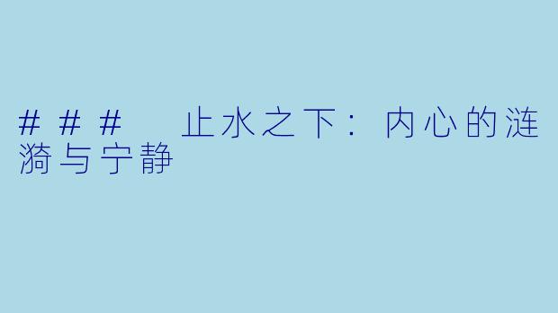 ### 止水之下：内心的涟漪与宁静