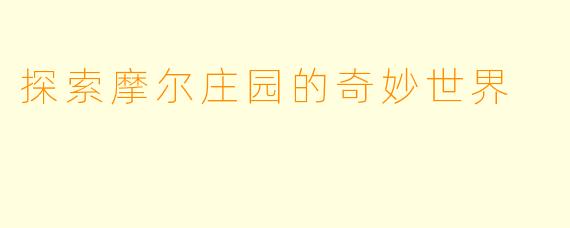 探索摩尔庄园的奇妙世界
