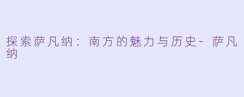 探索萨凡纳：南方的魅力与历史-萨凡纳