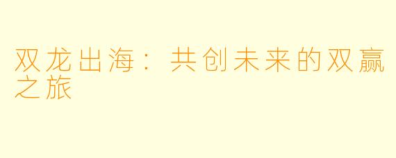 双龙出海：共创未来的双赢之旅
