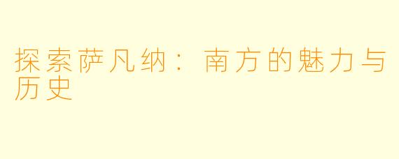 探索萨凡纳:南方的魅力与历史