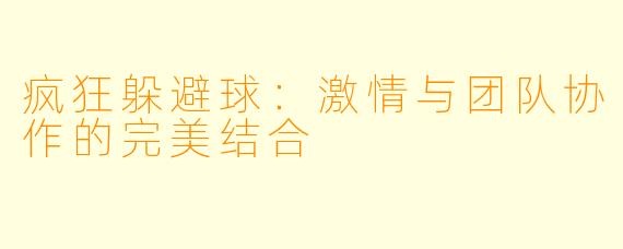 疯狂躲避球：激情与团队协作的完美结合