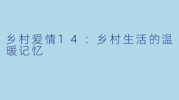 乡村爱情14：乡村生活的温暖记忆