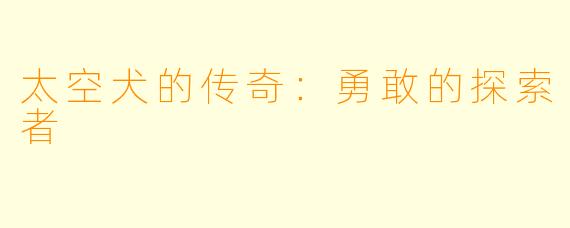 太空犬的传奇:勇敢的探索者