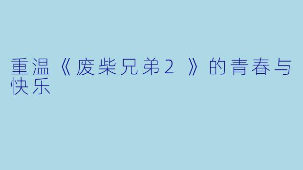 重温《废柴兄弟2》的青春与快乐