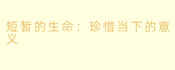 短暂的生命：珍惜当下的意义