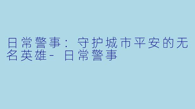 日常警事:守护城市平安的无名英雄