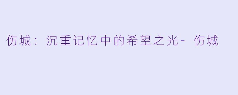 伤城：沉重记忆中的希望之光-伤城
