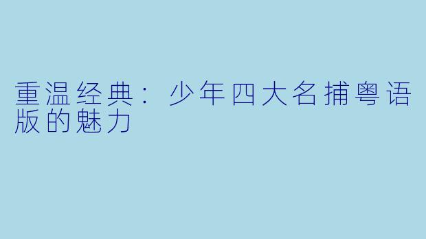 重温经典：少年四大名捕粤语版的魅力