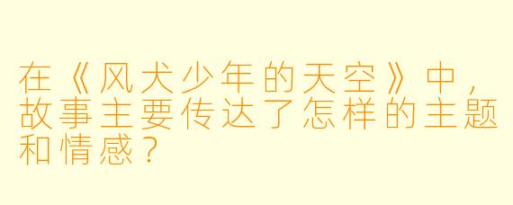 在《风犬少年的天空》中，故事主要传达了怎样的主题和情感？