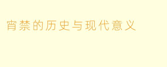 宵禁的历史与现代意义
