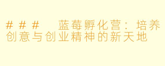 ### 蓝莓孵化营:培养创意与创业精神的新天地