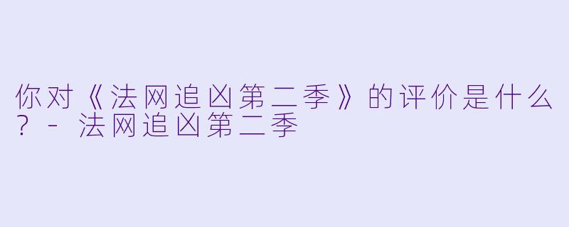 你对《法网追凶第二季》的评价是什么?
