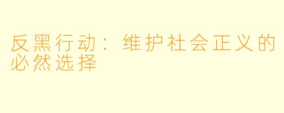 反黑行动：维护社会正义的必然选择