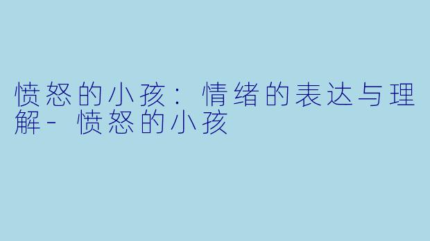 愤怒的小孩：情绪的表达与理解-愤怒的小孩