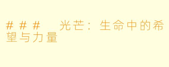 ### 光芒：生命中的希望与力量