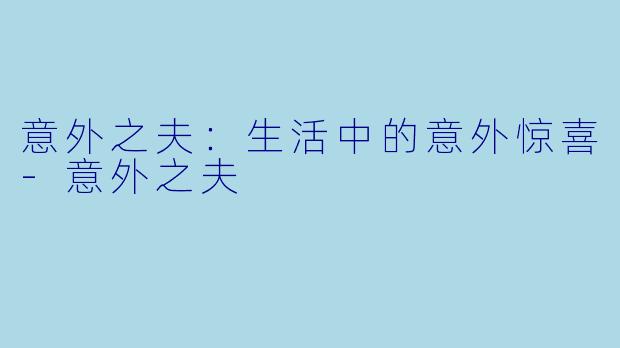 意外之夫：生活中的意外惊喜-意外之夫
