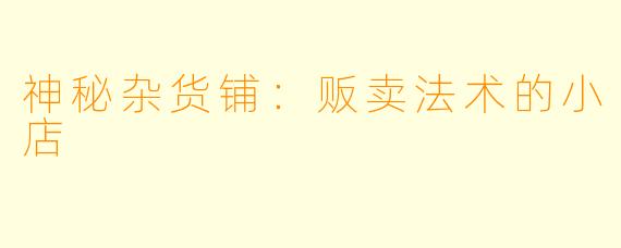 神秘杂货铺:贩卖法术的小店