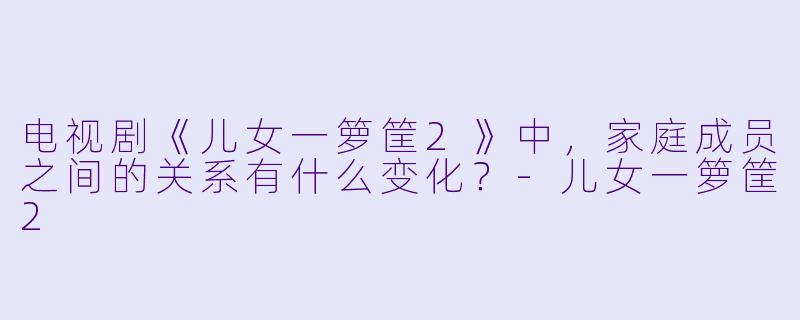 电视剧《儿女一箩筐2》中，家庭成员之间的关系有什么变化？-儿女一箩筐2