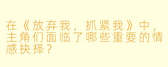 在《放弃我,抓紧我》中,主角们面临了哪些重要的情感抉择?
