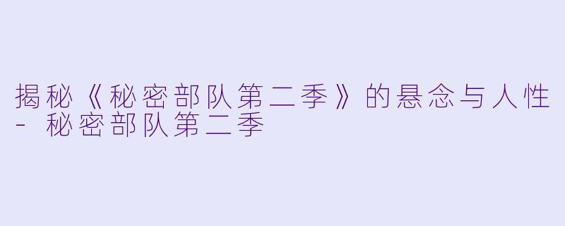 揭秘《秘密部队第二季》的悬念与人性-秘密部队第二季