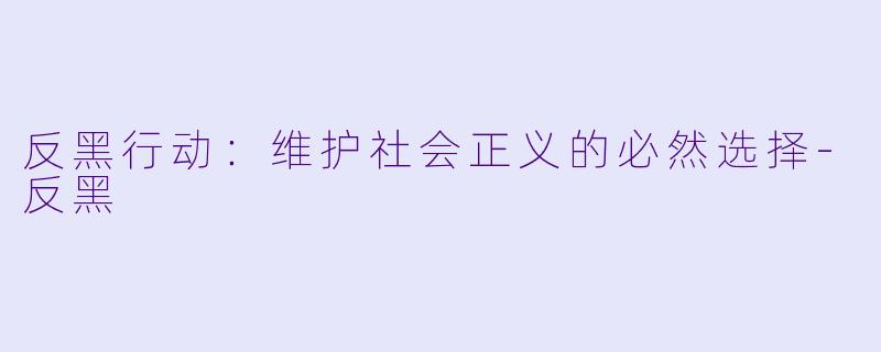 反黑行动：维护社会正义的必然选择-反黑