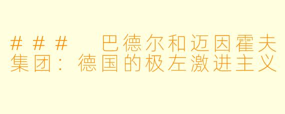 ### 巴德尔和迈因霍夫集团：德国的极左激进主义