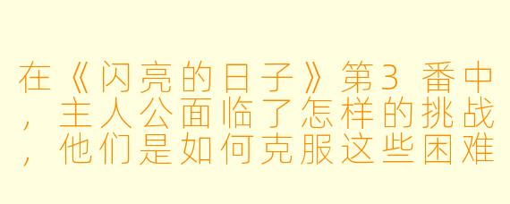 在《闪亮的日子》第3番中,主人公面临了怎样的挑战,他们是如何克服这些困难的?