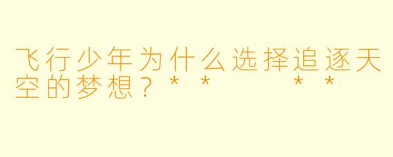 飞行少年为什么选择追逐天空的梦想？**  **