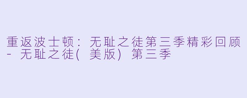 重返波士顿：无耻之徒第三季精彩回顾-无耻之徒(美版)第三季