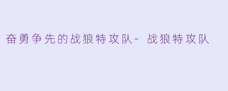 奋勇争先的战狼特攻队-战狼特攻队