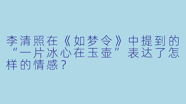 李清照在《如梦令》中提到的“一片冰心在玉壶”表达了怎样的情感？
