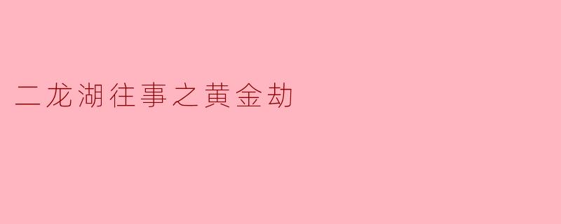 ### 二龙湖往事之黄金劫