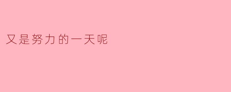 又是努力的一天呢