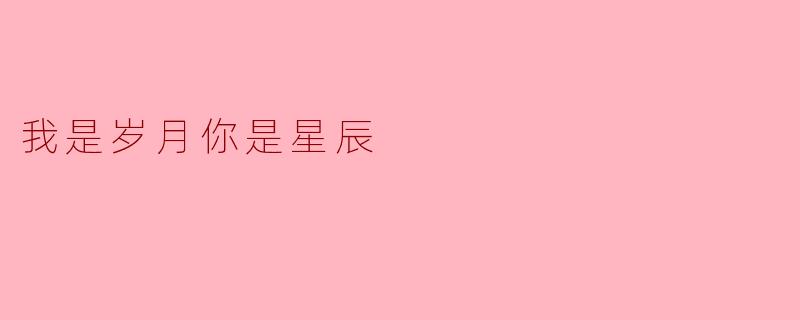 我是岁月你是星辰