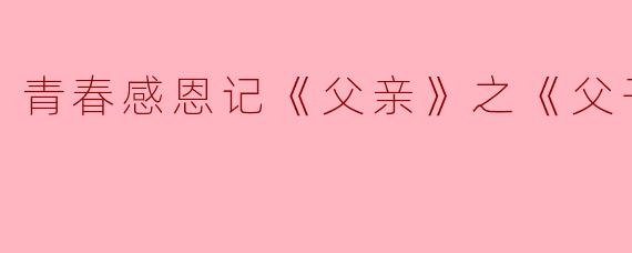 青春感恩记《父亲》之《父子篇》