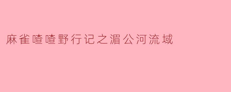 麻雀喳喳野行记之湄公河流域
