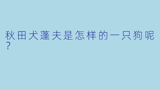 秋田犬蓬夫是怎样的一只狗呢？