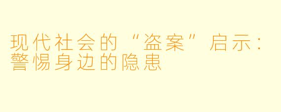 现代社会的“盗案”启示：警惕身边的隐患
