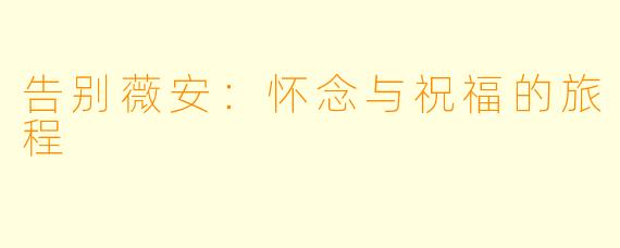 告别薇安：怀念与祝福的旅程